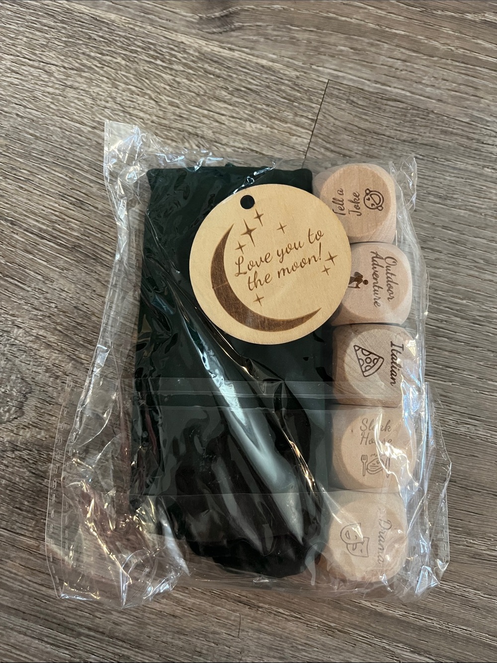 Black game Wooden Moon Tag